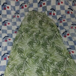 Green Leaf Print Women's Dress